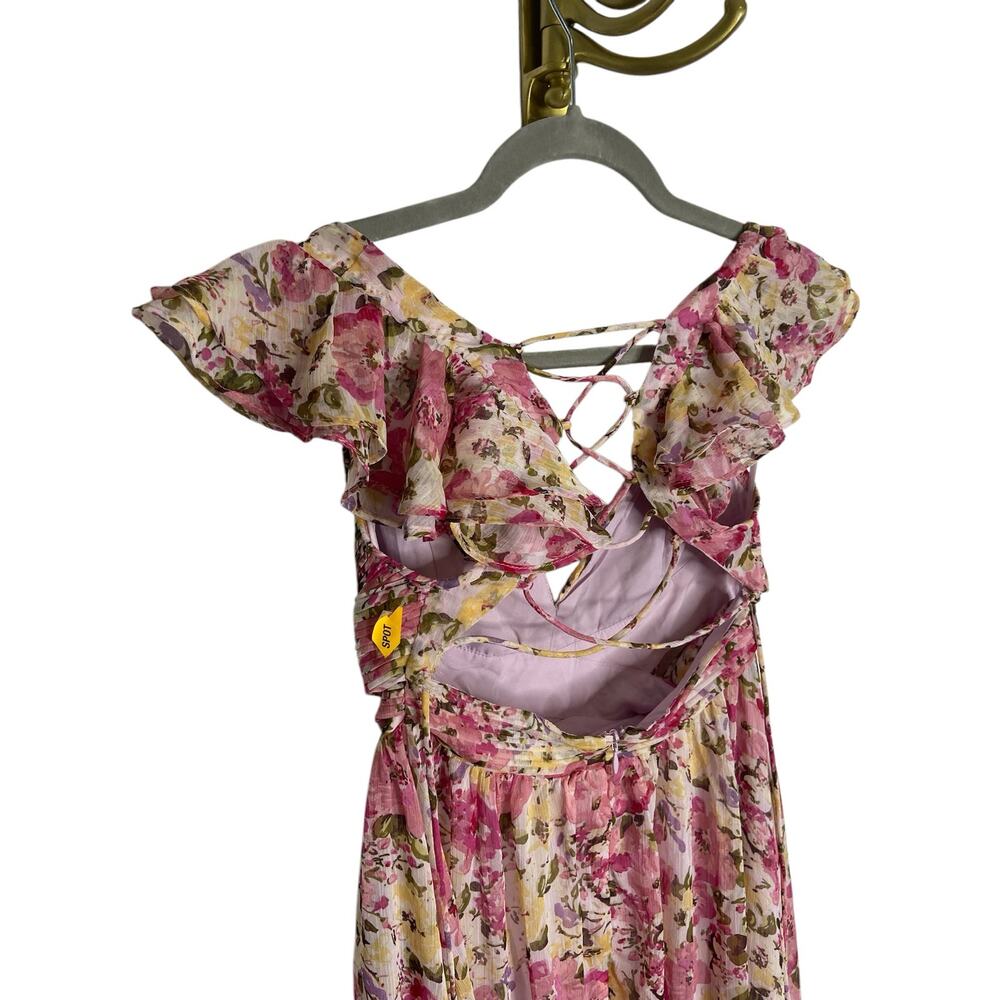 ASTR the Label Primrose Maxi Dress Lace Up Back Floral Fairy Cottage Spring XS - Picture 10 of 13